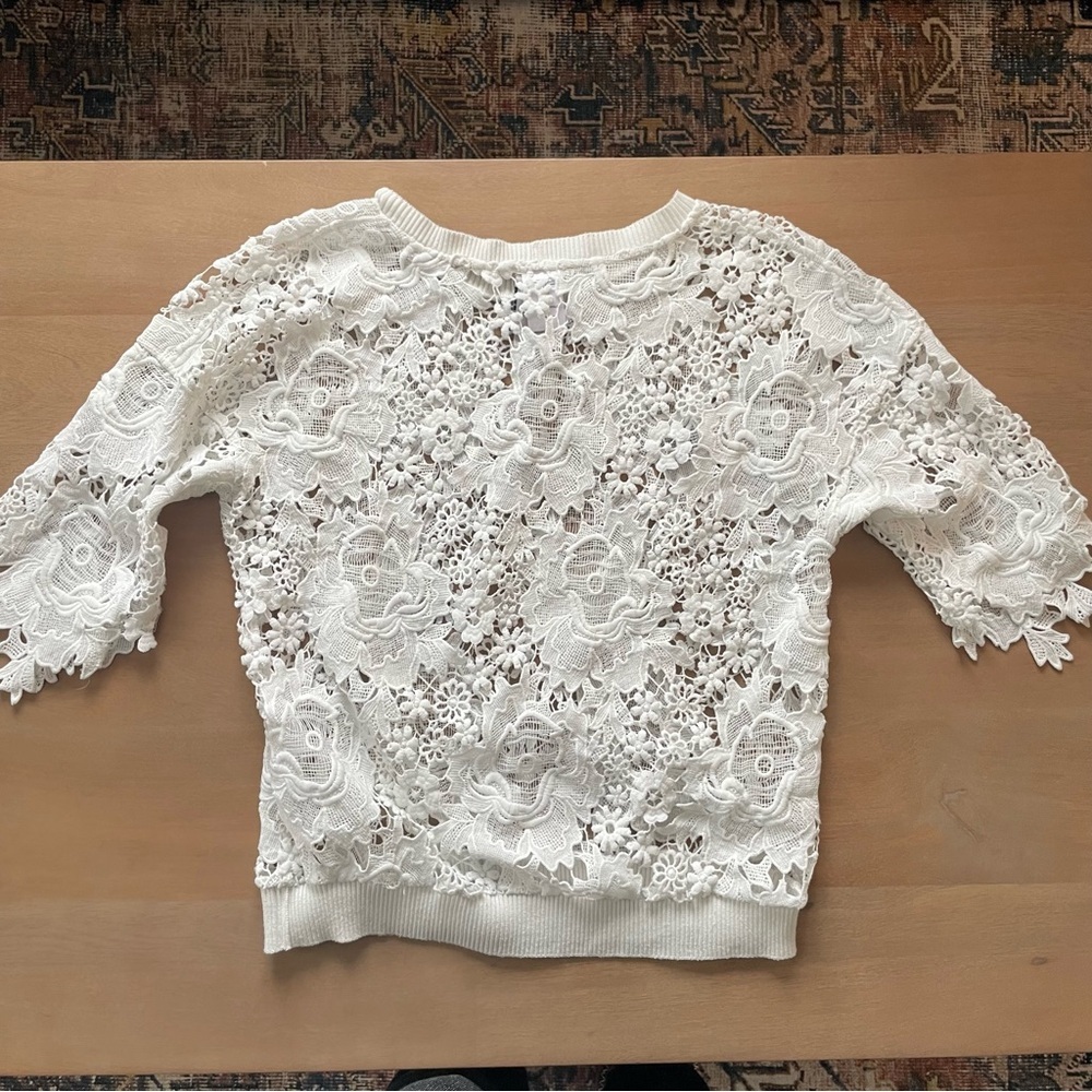 Anthropologie Dolan White Lace Blouse - Picture 6 of 11